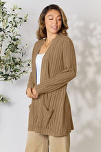 Load image into Gallery viewer, Basic Bae Full Size Ribbed Open Front Cardigan with Pockets
