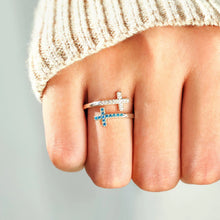 Load image into Gallery viewer, Zircon 925 Sterling Silver Double Cross Bypass Ring
