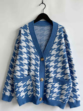 Load image into Gallery viewer, Houndstooth Botton Front  Cardigan with Pockets
