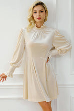 Load image into Gallery viewer, Smocked Mock Neck Lantern Sleeve Mini Dress
