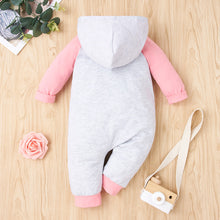Load image into Gallery viewer, Baby Girl I HEART Raglan Sleeve Hooded Jumpsuit
