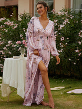 Load image into Gallery viewer, Printed Front Split V-Neck Maxi Dress
