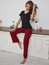 Load image into Gallery viewer, V-Neck Top and Gingham Pants Lounge Set
