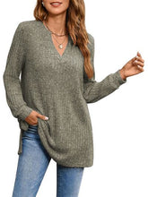 Load image into Gallery viewer, Slit Notched Pocketed Long Sleeve T-Shirt
