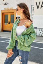 Load image into Gallery viewer, Openwork Pompom Puff Sleeve Cardigan
