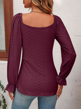 Load image into Gallery viewer, Tie Front V-Neck Puff Sleeve Blouse
