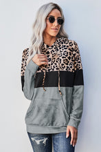 Load image into Gallery viewer, Leopard Color Block Hoodie

