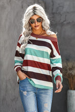 Load image into Gallery viewer, One Shoulder Striped Color Block Top
