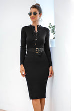 Load image into Gallery viewer, Snap Down Rib-Knit Slit Sweater Dress
