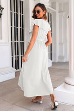 Load image into Gallery viewer, Ruffled Surplice Tie Waist Slit Midi Dress
