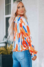 Load image into Gallery viewer, Paint Print Ruffle Collar Flounce Sleeve Top
