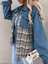 Load image into Gallery viewer, Plaid Button Up Dropped Shoulder Jacket
