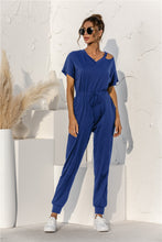 Load image into Gallery viewer, Cut Out V-neck Drawstring Jumpsuit
