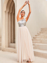 Load image into Gallery viewer, Two-Tone Sequin One-Shoulder Sleeveless Dress
