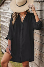 Load image into Gallery viewer, Plus Size Button Up V-Neck Shirt Dress
