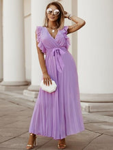 Load image into Gallery viewer, Tied Surplice Cap Sleeve Pleated Dress
