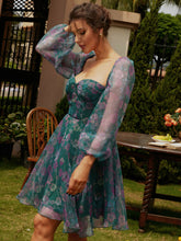 Load image into Gallery viewer, Floral Sweetheart Neck Balloon Sleeve Dress
