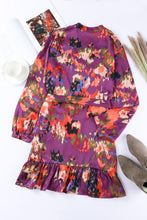 Load image into Gallery viewer, Abstract Print Belted Ruffle Hem Dress
