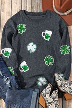 Load image into Gallery viewer, Lucky Clover Beer Sequin Round Neck Sweatshirt
