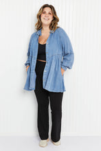 Load image into Gallery viewer, Zenana Sunflower Fields Full Size Chambray Button-Up Swing Tunic
