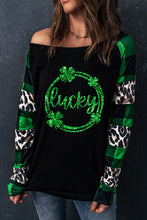Load image into Gallery viewer, LUCKY Plaid Round Neck T-Shirt
