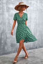 Load image into Gallery viewer, Floral Surplice Neck Flutter Sleeve Dress

