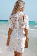 Load image into Gallery viewer, Puff Sleeve Crochet Lace Mini Dress
