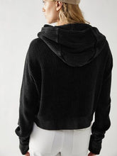 Load image into Gallery viewer, Waffle-Knit Dropped Shoulder Hooded Jacket
