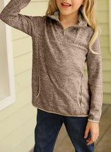 Load image into Gallery viewer, Kids Quarter-Zip Collar Sweatshirt with Kangaroo Pocket
