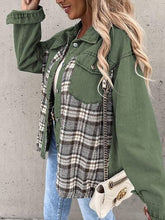 Load image into Gallery viewer, Plaid Button Up Dropped Shoulder Jacket
