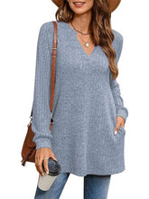 Load image into Gallery viewer, Slit Notched Pocketed Long Sleeve T-Shirt
