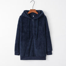 Load image into Gallery viewer, Full Size Quarter-Zip Drawstring Teddy Hoodie
