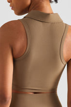 Load image into Gallery viewer, Zip Up Collared Cropped Sports Top
