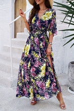 Load image into Gallery viewer, Printed Tied Half Sleeve Slit Dress
