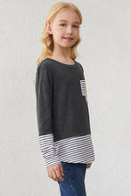 Load image into Gallery viewer, Girls Striped Color Block Sequin Pocket Top
