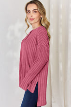Load image into Gallery viewer, Basic Bae Full Size Ribbed Half Button Long Sleeve High-Low T-Shirt
