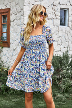 Load image into Gallery viewer, Floral Square Neck Smocked Frill Trim Dress
