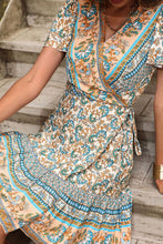 Load image into Gallery viewer, Bohemian Flutter Sleeve Surplice Dress
