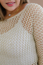 Load image into Gallery viewer, GeeGee Gracefully Golden Full Size Run Openwork Sweater
