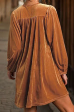 Load image into Gallery viewer, Notched Balloon Sleeve Ruched Mini Dress
