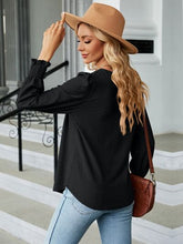 Load image into Gallery viewer, Ruched Square Neck Lantern Sleeve Blouse
