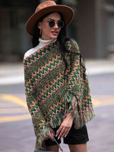 Load image into Gallery viewer, Fringe Hem Boat Neck Poncho
