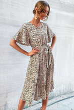 Load image into Gallery viewer, Animal Print Tie-Waist Pleated Dress
