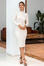 Load image into Gallery viewer, Snap Down Rib-Knit Slit Sweater Dress
