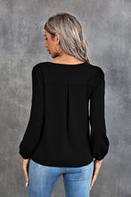 Load image into Gallery viewer, Pleated Detail Cutout Puff Sleeve Blouse
