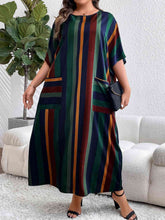 Load image into Gallery viewer, Plus Size Striped Maxi Dress with Pockets
