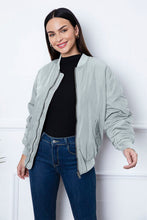 Load image into Gallery viewer, Ruched Zip Up Dropped Shoulder Jacket
