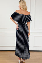 Load image into Gallery viewer, Striped Off-Shoulder Slit Dress
