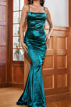 Load image into Gallery viewer, Satin Spaghetti Strap Fishtail Dress
