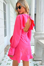 Load image into Gallery viewer, Round Neck Flounce Sleeve Ruffle Hem Mini Dress
